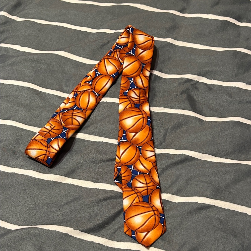 Basketball Patterned Kids Skinny Tie